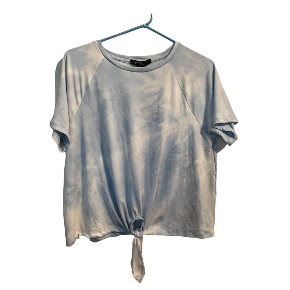 Align Collective Knotted T-Shirt Medium Blue Women Short Sleeve Tie Dye New FLAW